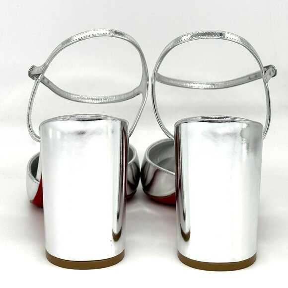 Christian Louboutin JANE PUMP 85 Metallic Leather Ankle Strap Heels Shoes - Picture 11 of 14